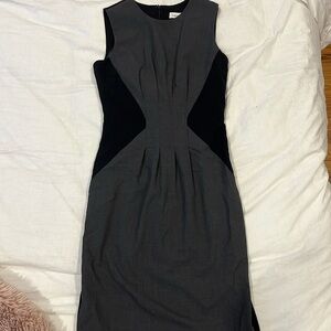 Gray and black dress.